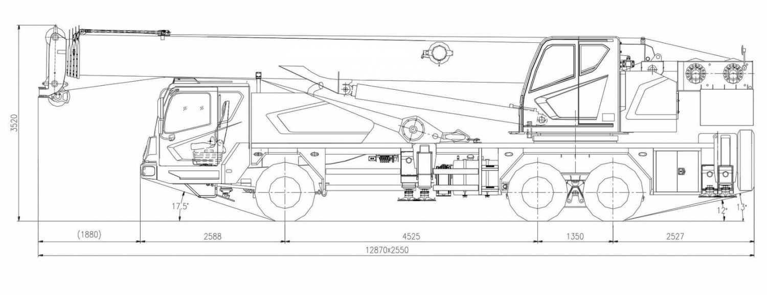 Чертеж: Автокран ZOOMLION ZTC300V, 6х4, 30 т